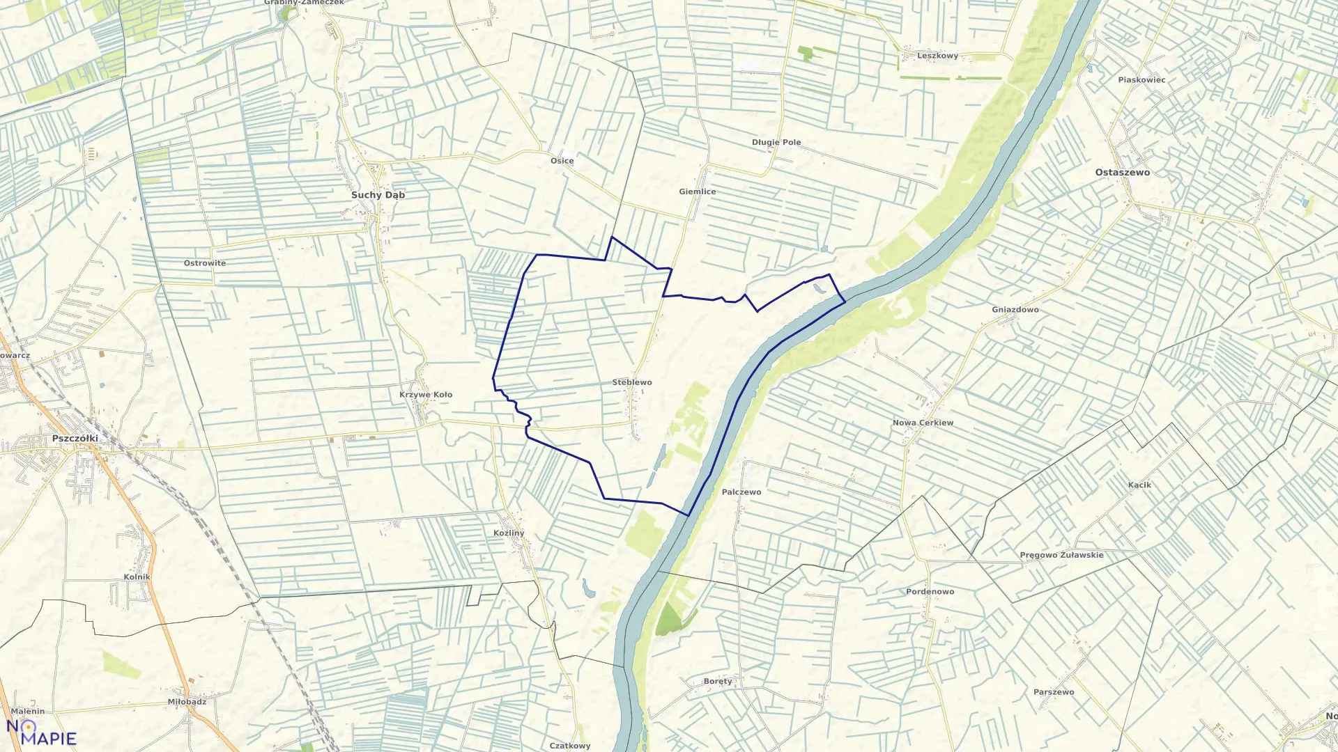 Mapa obrębu Steblewo w gminie Suchy Dąb